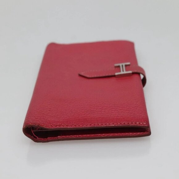HERMES Wallet Leather Red Silver Auth 142361 - Picture 6 of 16